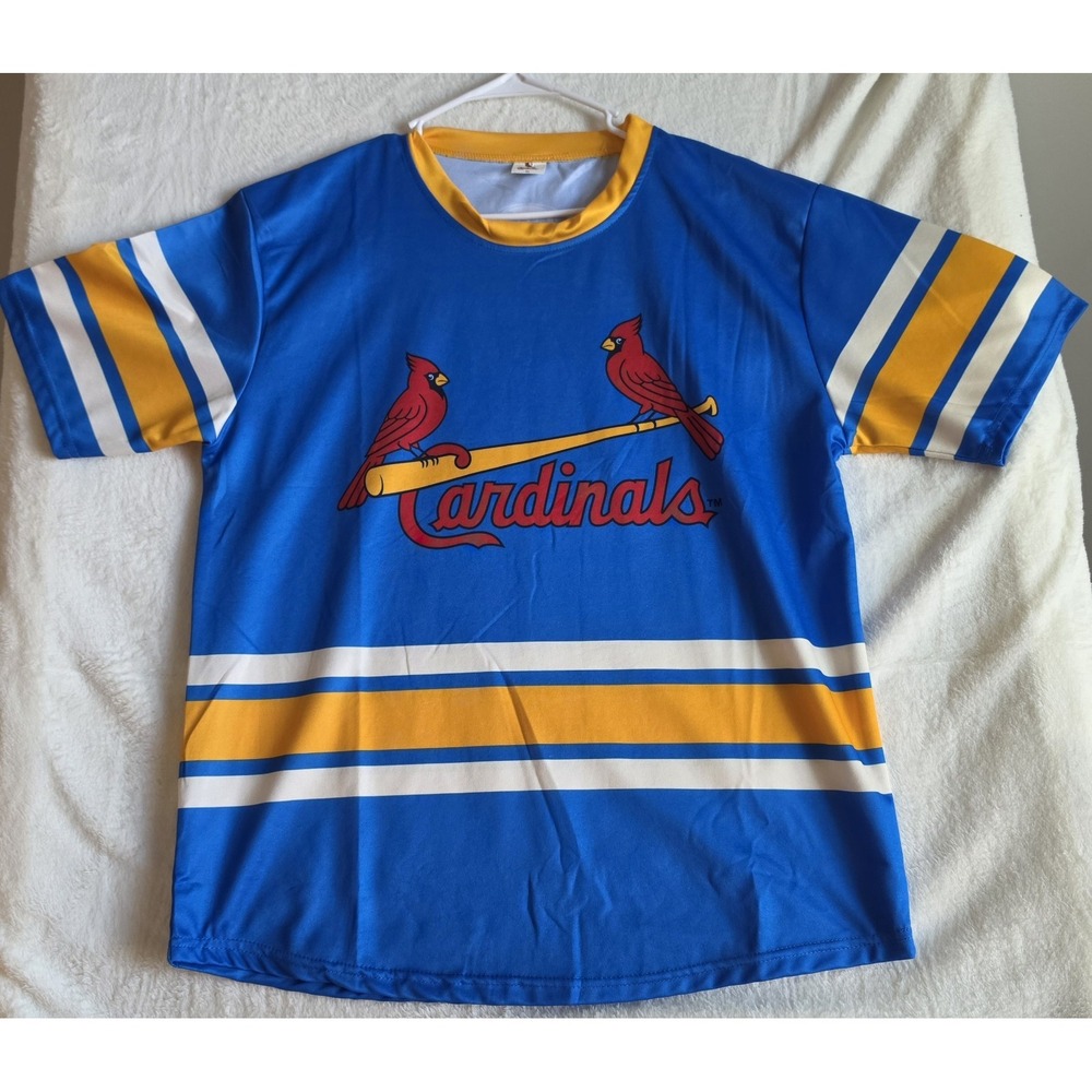 St Louis Cardinals FOX Sports Midwest Shirt XL Blue Yellow Baseball Fan Jersey